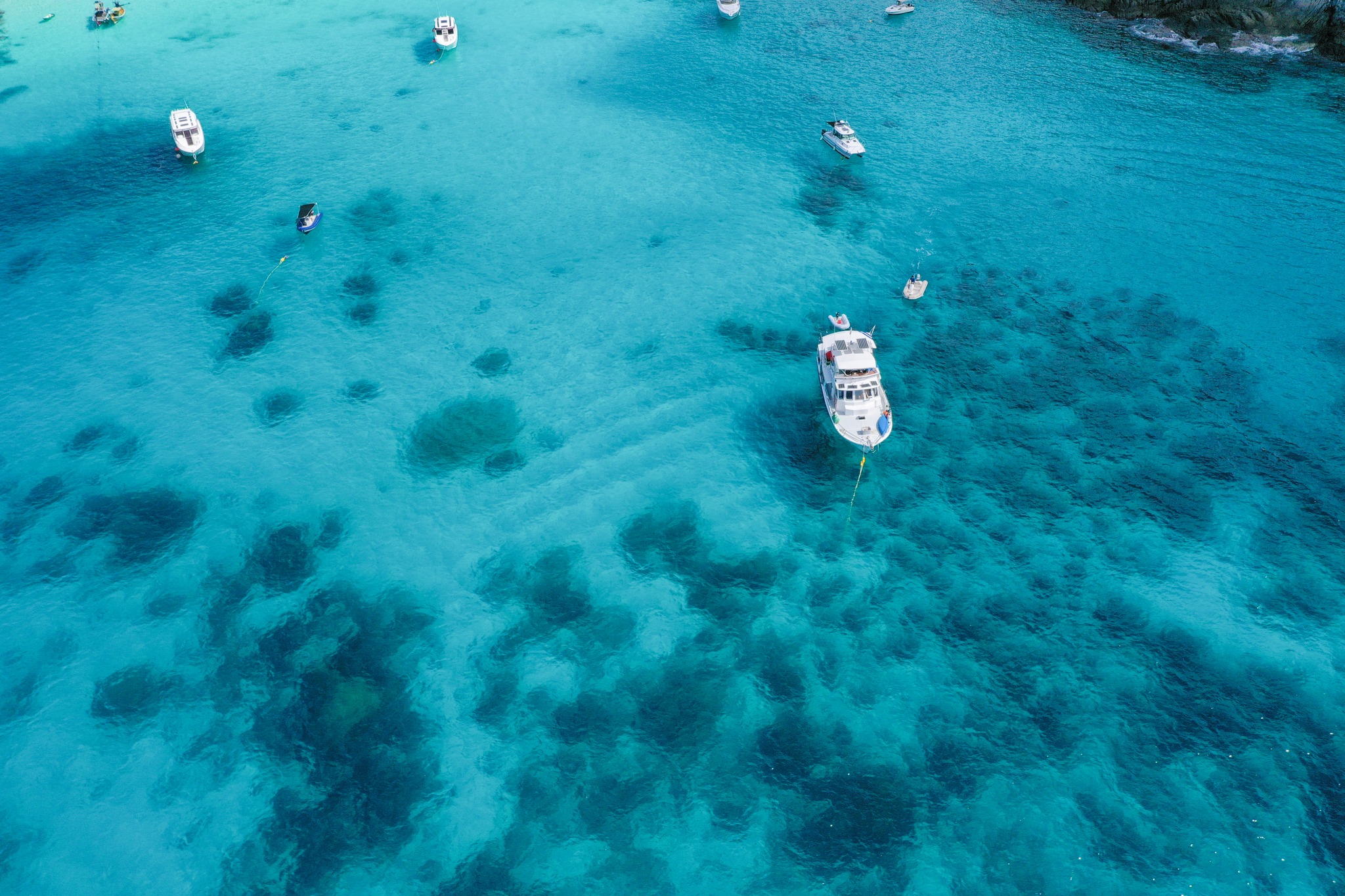 Blue water and coastal scenery at Racha Yai Island near Phuket