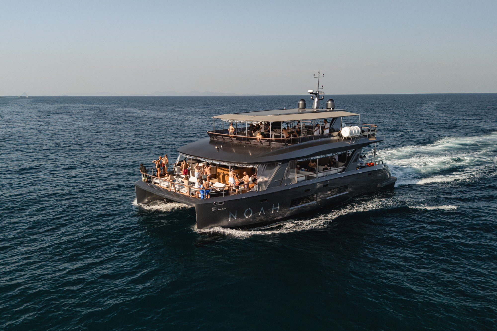 Noah luxury yacht cruising across the Andaman Sea from Phuket