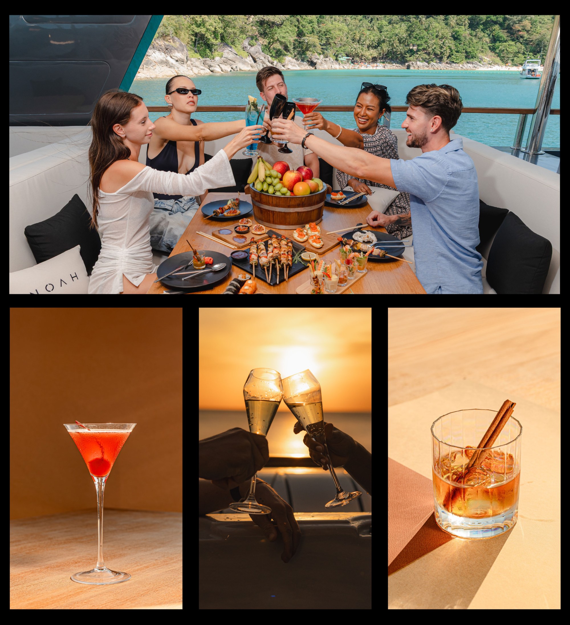 Premium food and beverage service aboard Noah luxury yacht