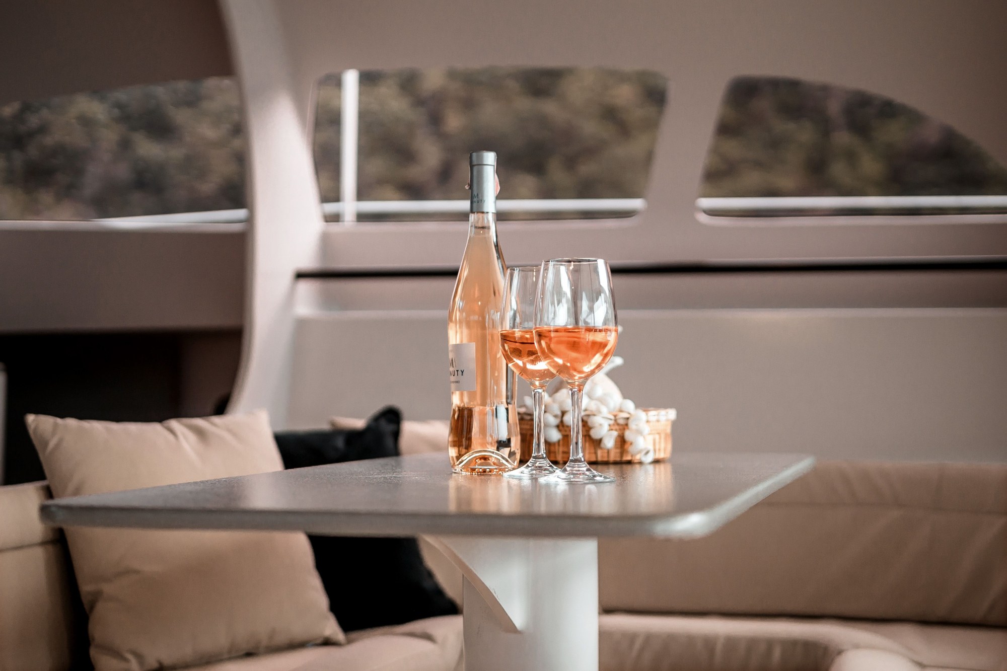 Drinks and table service aboard Vibes Catamaran Yacht
